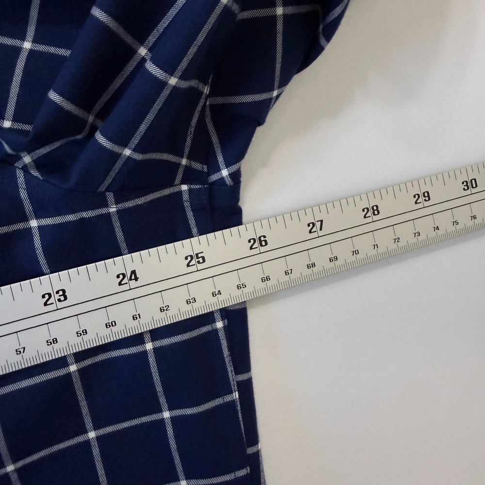 Lands‎ End Mens XL No Iron Twill Shirt Navy White Windowpane Traditional Fit - Picture 5 of 7